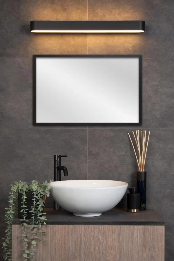 Lucide MADELON - Applique murale Salle de bains - LED - 1x18W 2700K - IP44 - Noir - ambiance 1